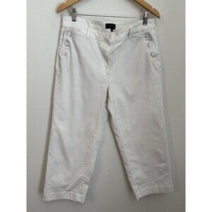 Talbots Cropped Jeans White Size 12 Sailor Nautical Coastal Beach Mature